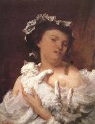 Gustave Courbet Lady and cat Germany oil painting artist